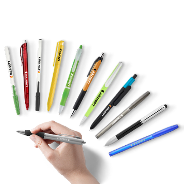 Caneta em plástico de mola